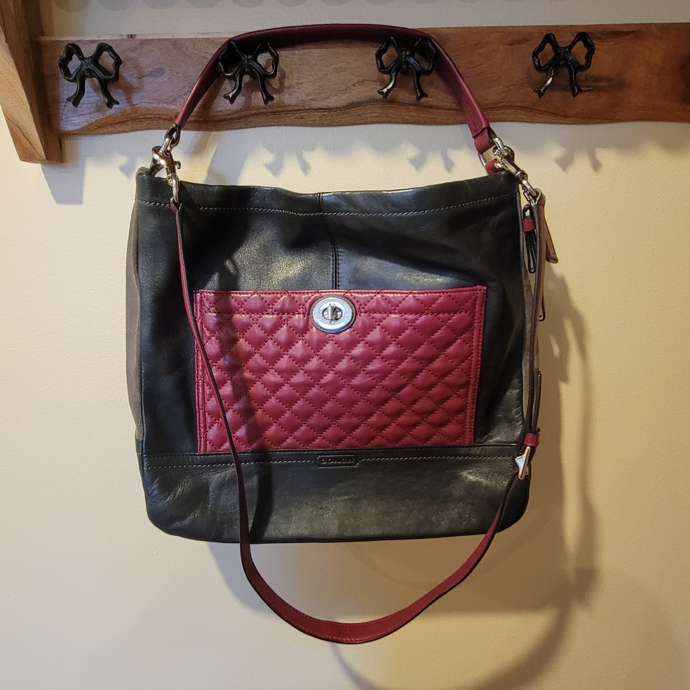 SOLD - Coach 2013 Park Quilted Colorblock Leather Hobo Bag